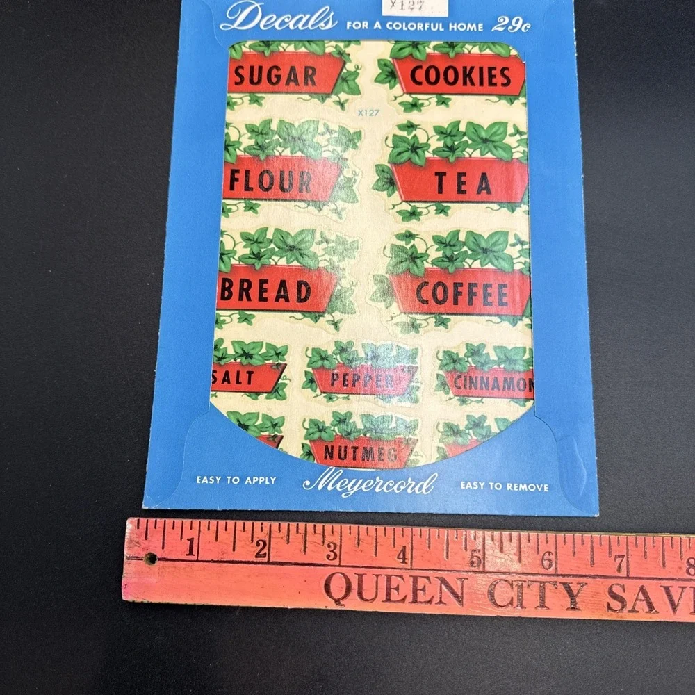 1950s Meyercord Decals X 127‎ Food Labels Flour Sugar Tea Spices